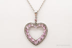 Vintage Pink & White Cubic Zirconia Heart Sterling Silver Necklace - Che Cose Belle