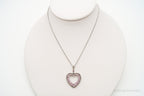 Vintage Pink & White Cubic Zirconia Heart Sterling Silver Necklace - Che Cose Belle