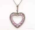Vintage Pink & White Cubic Zirconia Heart Sterling Silver Necklace - Che Cose Belle