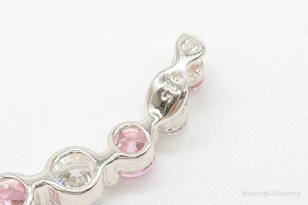 Vintage Pink & White Cubic Zirconia Sterling Silver Pendant - Che Cose Belle