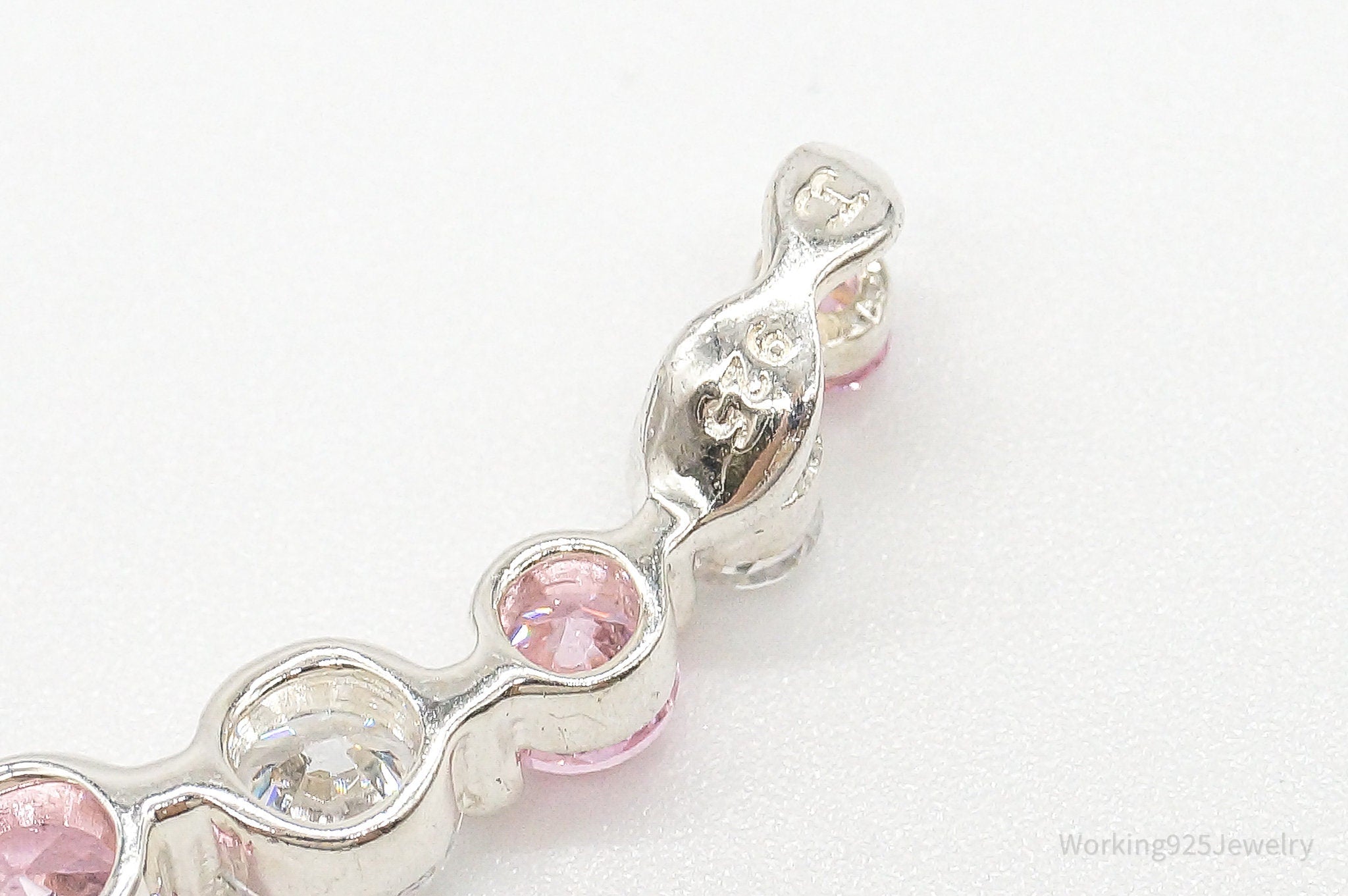 Vintage Pink & White Cubic Zirconia Sterling Silver Pendant - Che Cose Belle
