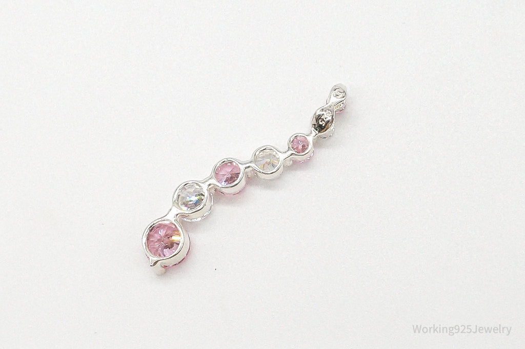 Vintage Pink & White Cubic Zirconia Sterling Silver Pendant - Che Cose Belle