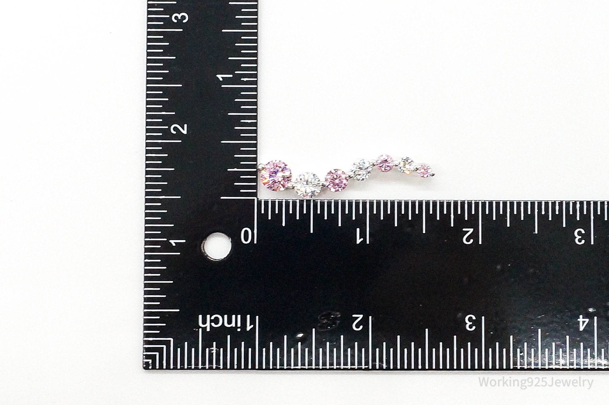 Vintage Pink & White Cubic Zirconia Sterling Silver Pendant - Che Cose Belle