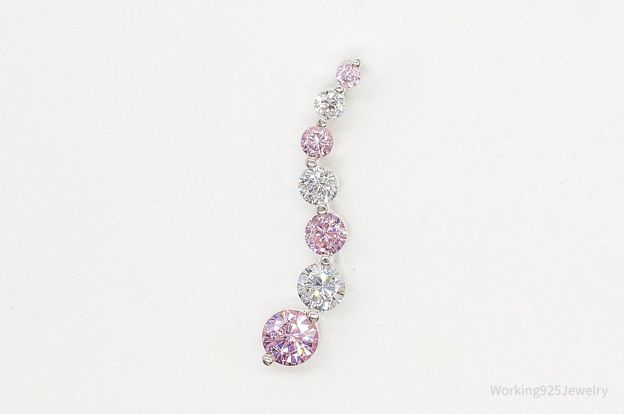 Vintage Pink & White Cubic Zirconia Sterling Silver Pendant - Che Cose Belle