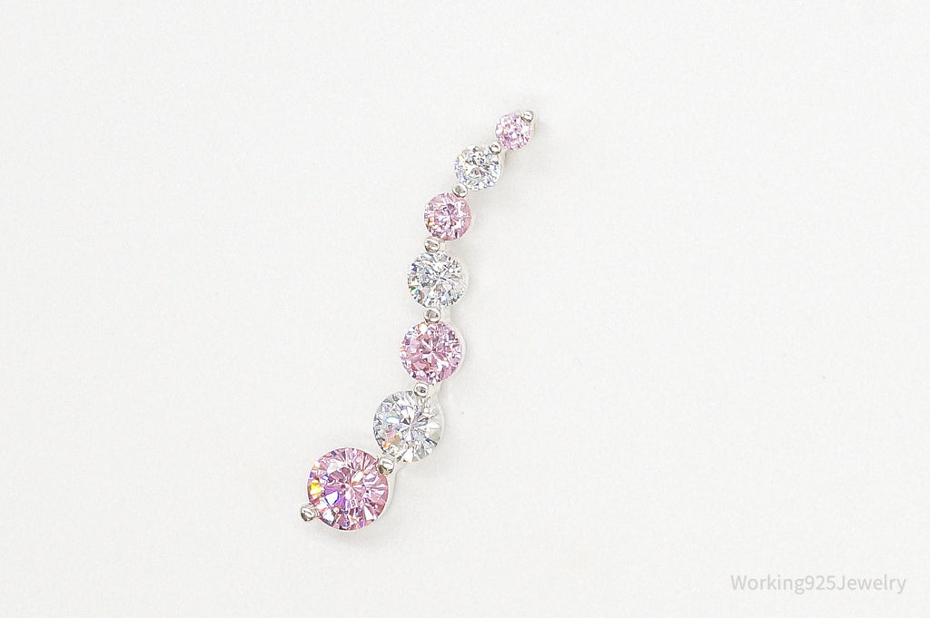 Vintage Pink & White Cubic Zirconia Sterling Silver Pendant - Che Cose Belle
