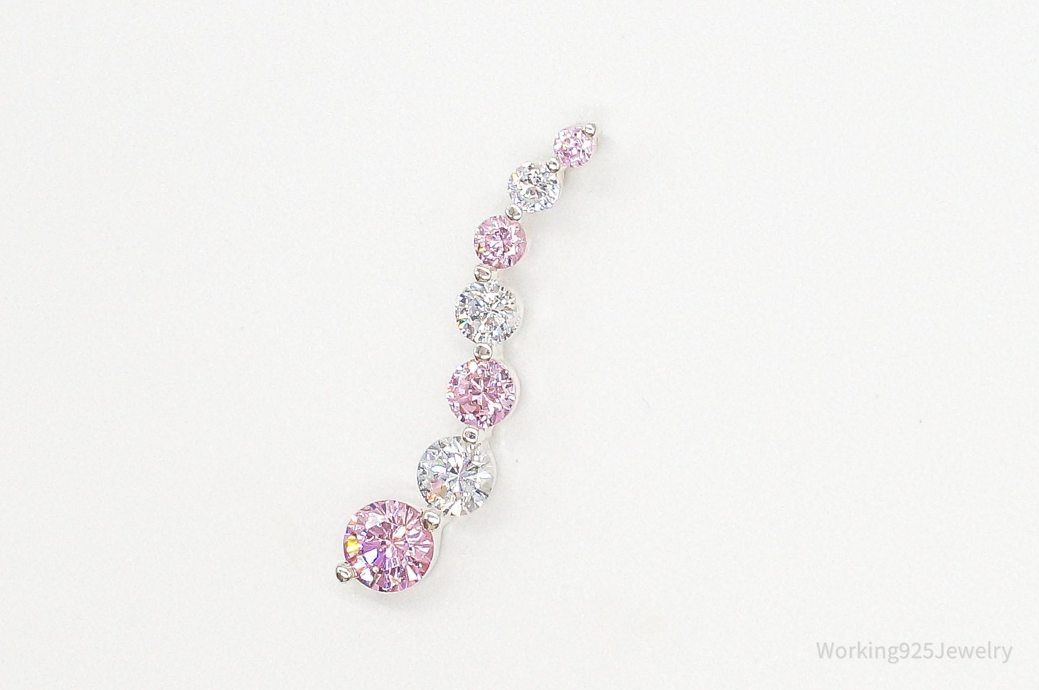 Vintage Pink & White Cubic Zirconia Sterling Silver Pendant - Che Cose Belle