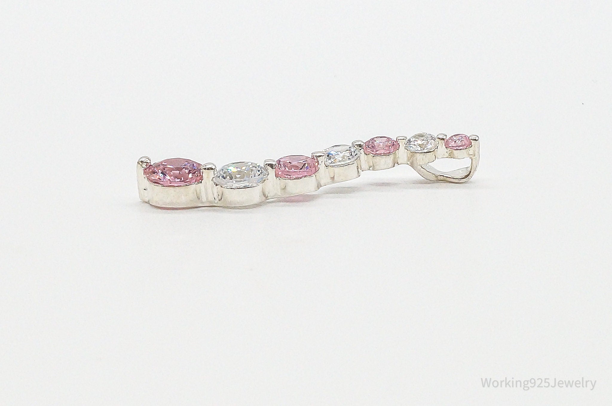 Vintage Pink & White Cubic Zirconia Sterling Silver Pendant - Che Cose Belle