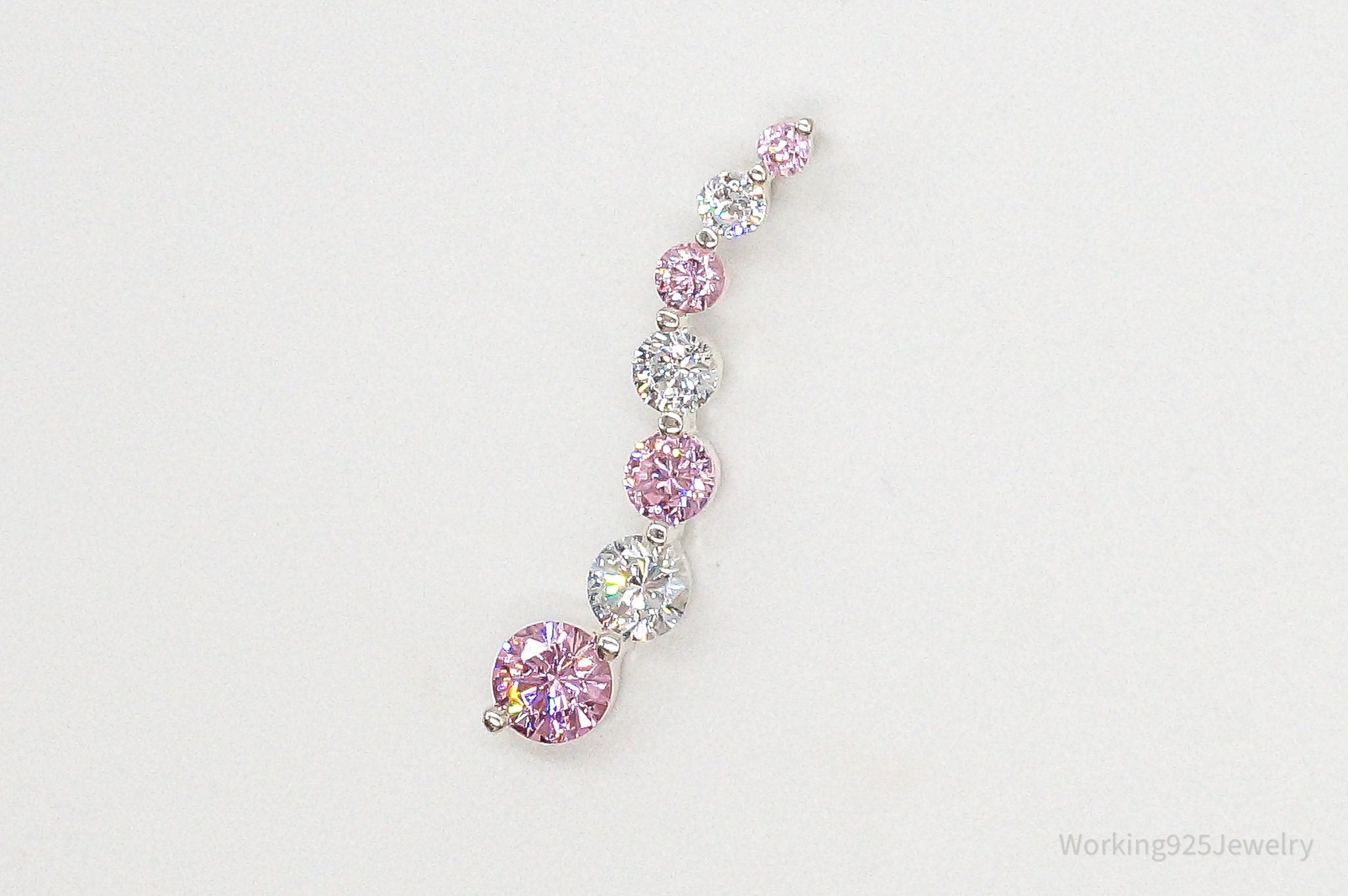 Vintage Pink & White Cubic Zirconia Sterling Silver Pendant - Che Cose Belle