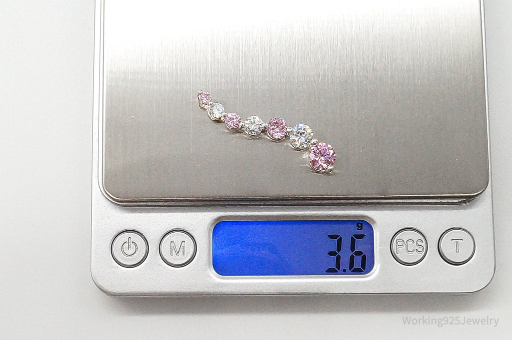 Vintage Pink & White Cubic Zirconia Sterling Silver Pendant - Che Cose Belle