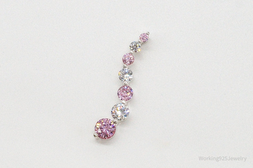 Vintage Pink & White Cubic Zirconia Sterling Silver Pendant - Che Cose Belle
