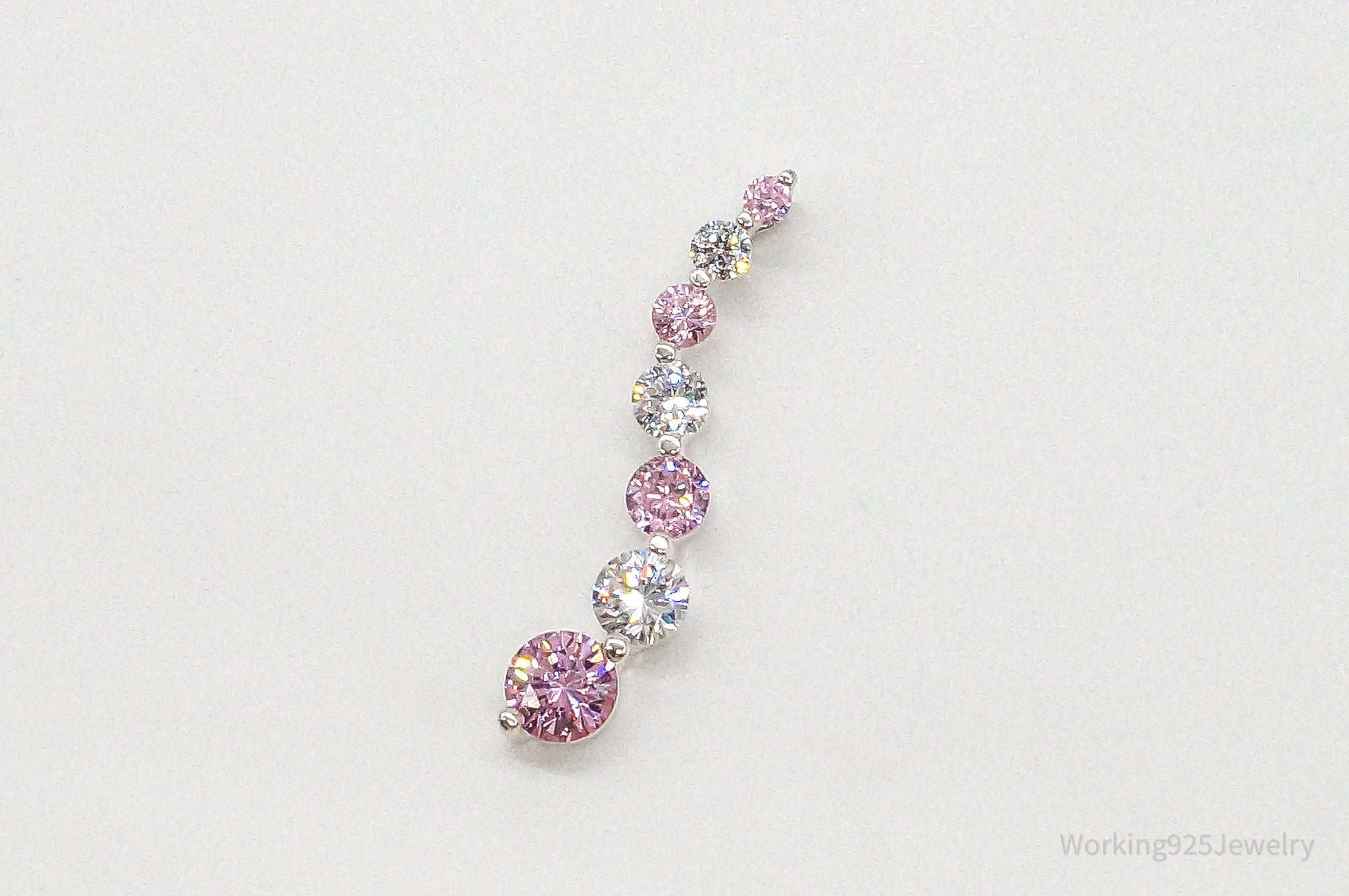 Vintage Pink & White Cubic Zirconia Sterling Silver Pendant - Che Cose Belle