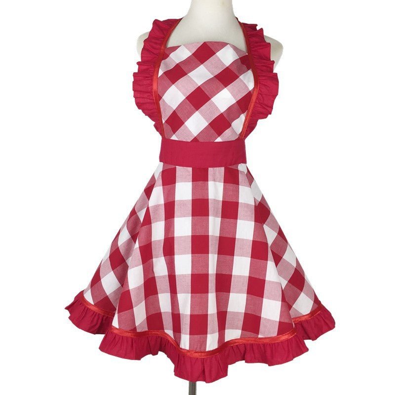 Vintage Plaid Cotton Apron Home Kitchen - Che Cose Belle