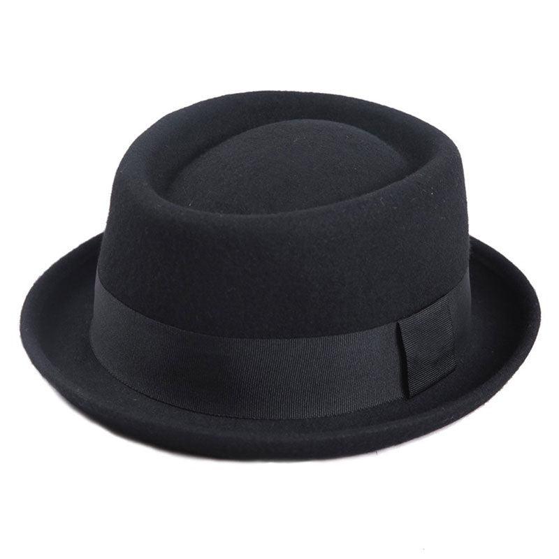 Vintage Pork Pie Hat Men Short Brim Cotton Pork Pie Hat Men's Porkpie Hats Flat Top Fedora Black Hat Mans Simple Gentlemen Party Hat Classic Design Soft Light Weight Hat Dress Hat Sun Hat - Che Cose Belle
