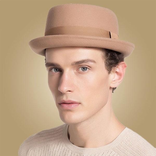 Vintage Pork Pie Hat Men Short Brim Cotton Pork Pie Hat Men's Porkpie Hats Flat Top Fedora Black Hat Mans Simple Gentlemen Party Hat Classic Design Soft Light Weight Hat Dress Hat Sun Hat - Che Cose Belle