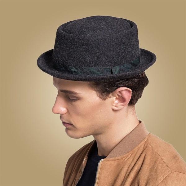 Vintage Pork Pie Hat Men Short Brim Cotton Pork Pie Hat Men's Porkpie Hats Flat Top Fedora Black Hat Mans Simple Gentlemen Party Hat Classic Design Soft Light Weight Hat Dress Hat Sun Hat - Che Cose Belle