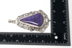 Vintage Purple Charoite Sterling Silver Floral Scroll Statement Necklace Pendant - Che Cose Belle