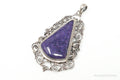Vintage Purple Charoite Sterling Silver Floral Scroll Statement Necklace Pendant - Che Cose Belle