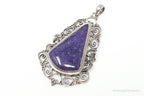 Vintage Purple Charoite Sterling Silver Floral Scroll Statement Necklace Pendant - Che Cose Belle