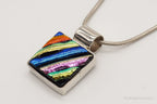 Vintage Rainbow Dichroic Glass Sterling Silver Necklace - Che Cose Belle
