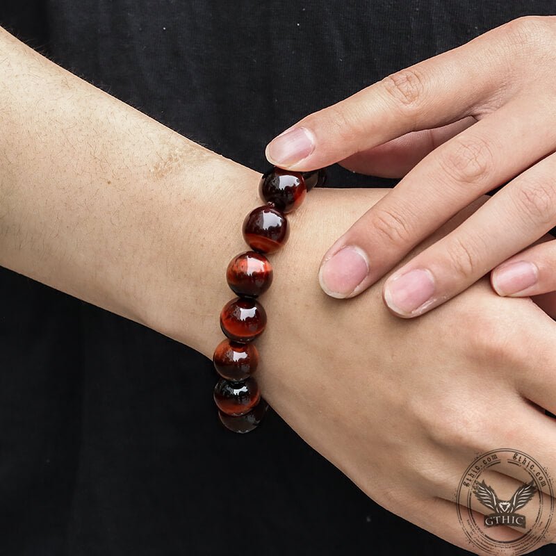 Vintage Red Tiger Eye Gemstone Bead Bracelet - Che Cose Belle