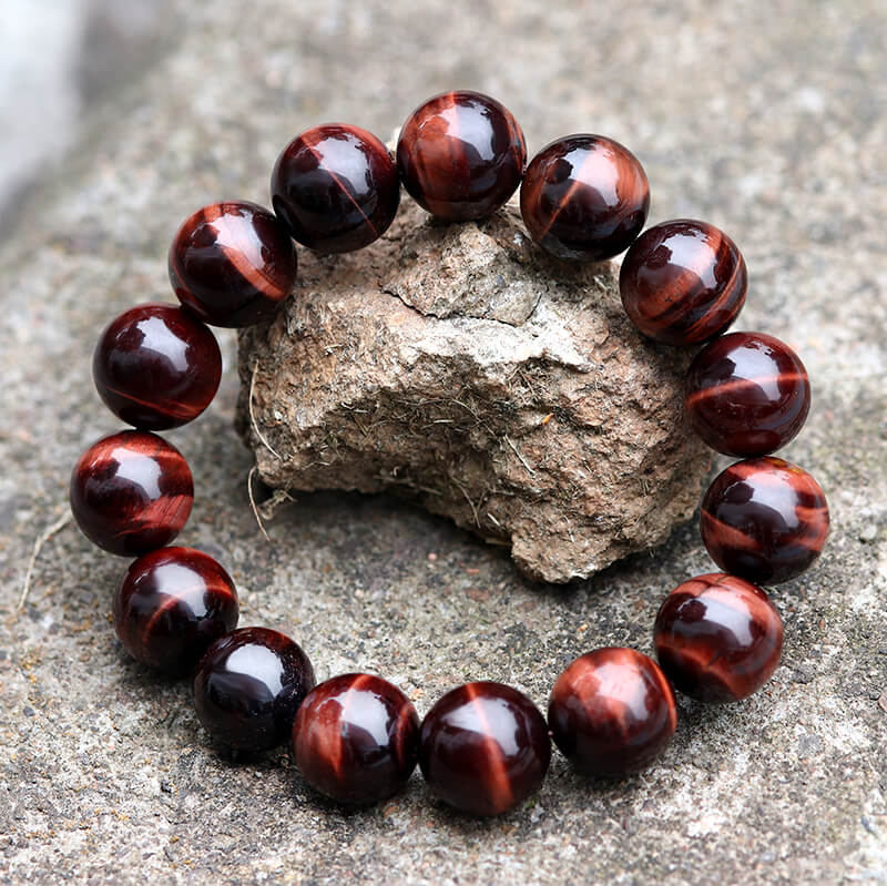 Vintage Red Tiger Eye Gemstone Bead Bracelet - Che Cose Belle