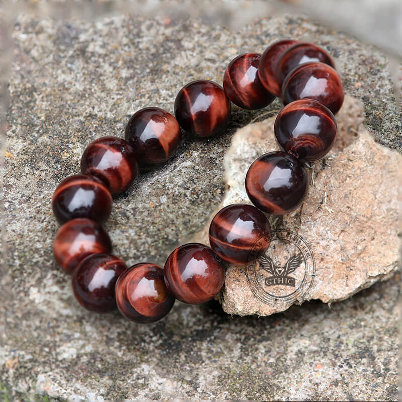 Vintage Red Tiger Eye Gemstone Bead Bracelet - Che Cose Belle