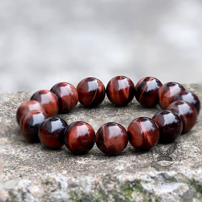 Vintage Red Tiger Eye Gemstone Bead Bracelet - Che Cose Belle
