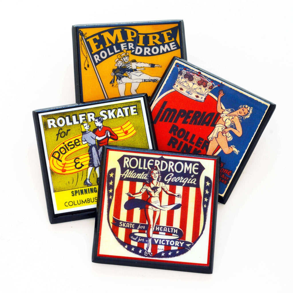 Vintage Roller Skating Rink Drink Coaster Set - Let's Roll - Che Cose Belle