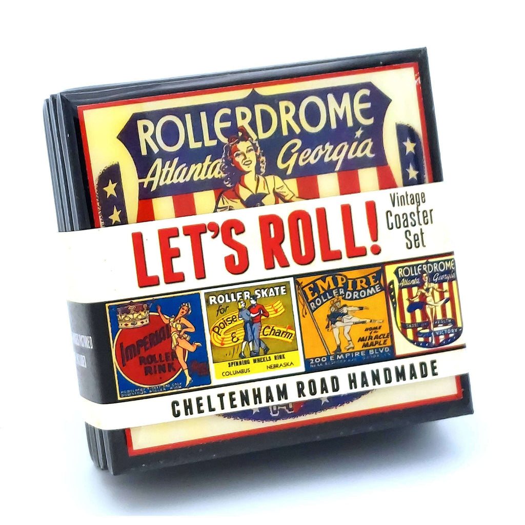 Vintage Roller Skating Rink Drink Coaster Set - Let's Roll - Che Cose Belle