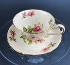 Vintage Royal Chelsey Moss Rose Tea Cup and Saucer, English Bone China - Che Cose Belle