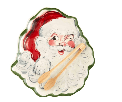 Vintage Santa Plate & Tong Set - Che Cose Belle