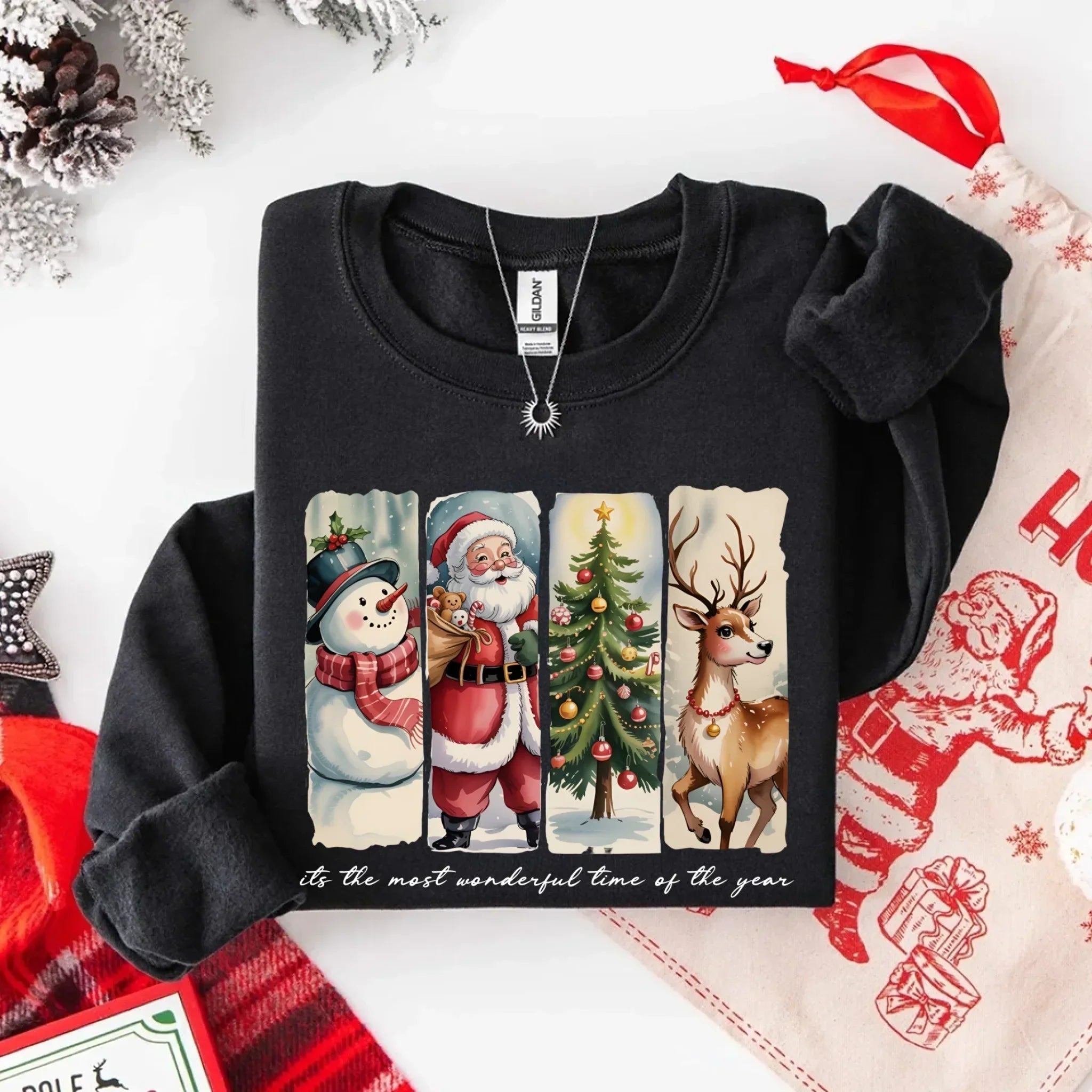 Vintage Santa Sweatshirt Wonderful Time Christmas Crewneck - Che Cose Belle
