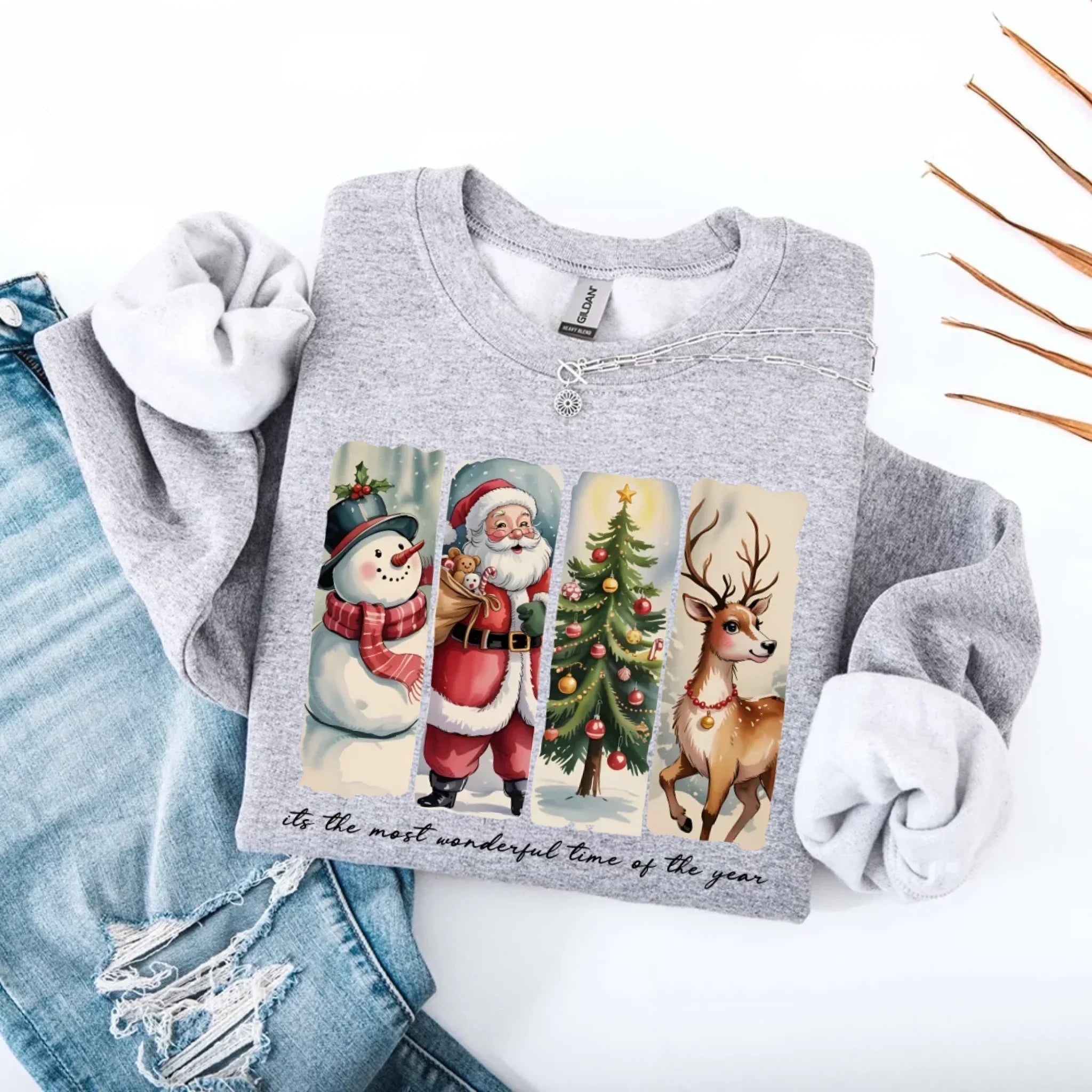 Vintage Santa Sweatshirt Wonderful Time Christmas Crewneck - Che Cose Belle