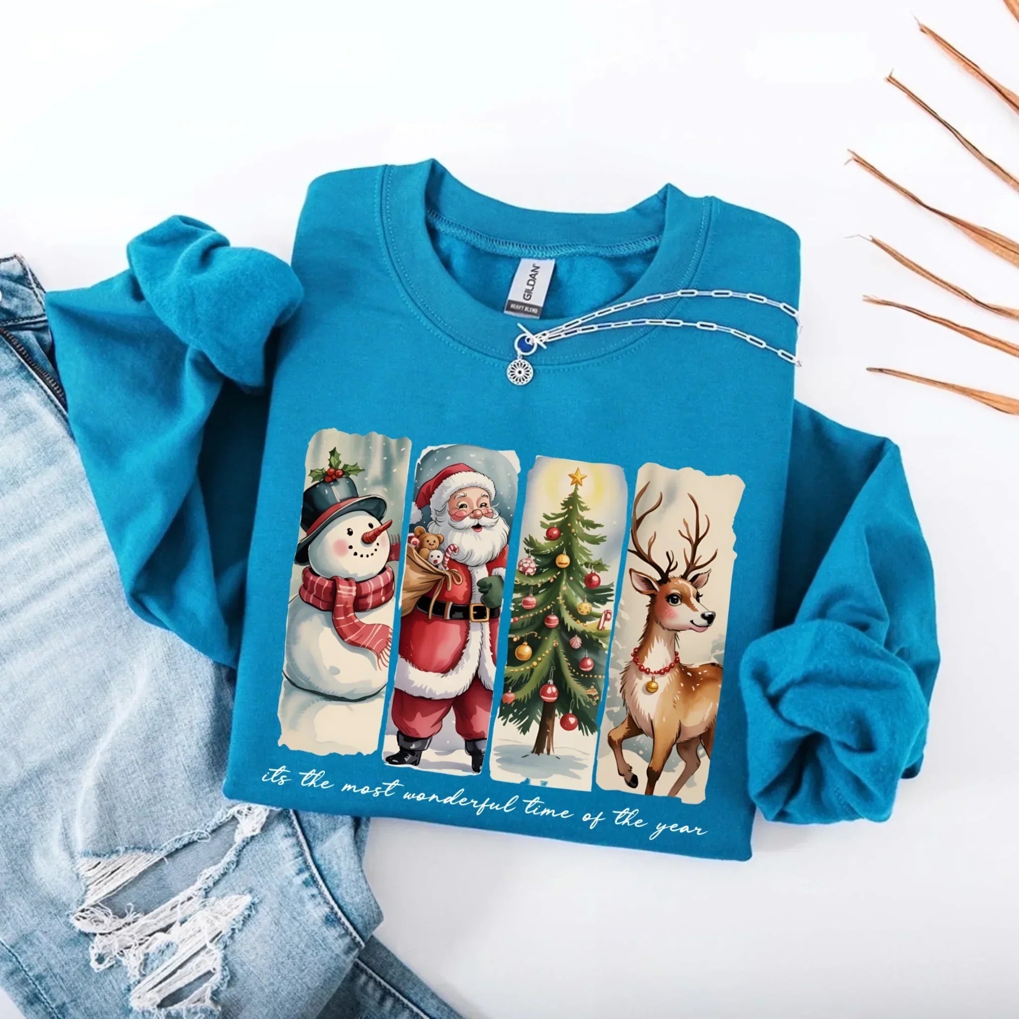 Vintage Santa Sweatshirt Wonderful Time Christmas Crewneck - Che Cose Belle