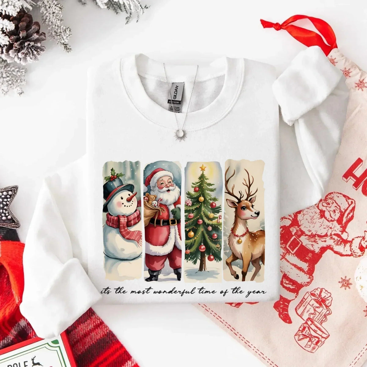 Vintage Santa Sweatshirt Wonderful Time Christmas Crewneck - Che Cose Belle