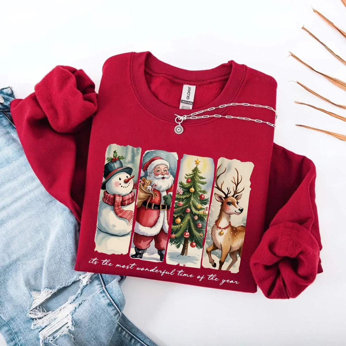Vintage Santa Sweatshirt Wonderful Time Christmas Crewneck - Che Cose Belle