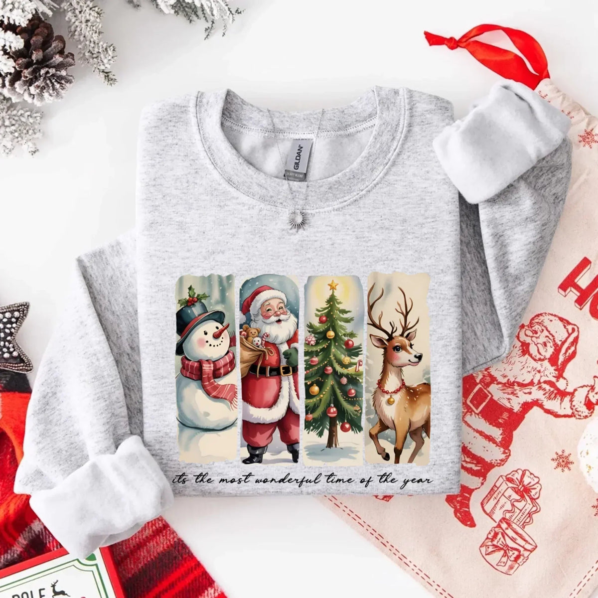 Vintage Santa Sweatshirt Wonderful Time Christmas Crewneck - Che Cose Belle
