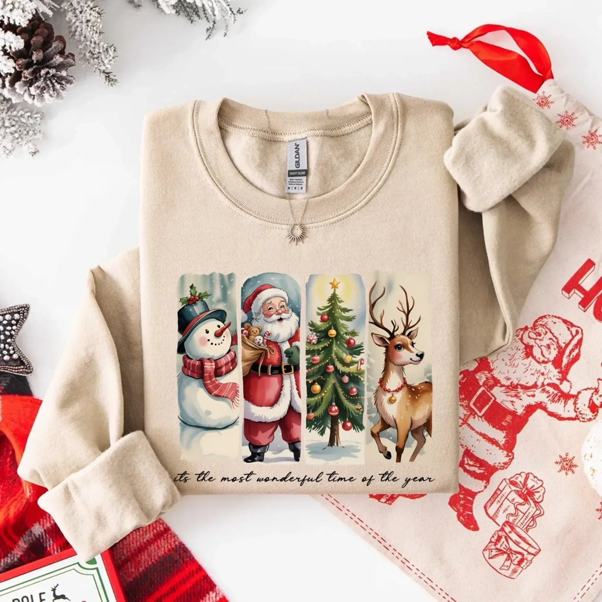 Vintage Santa Sweatshirt Wonderful Time Christmas Crewneck - Che Cose Belle