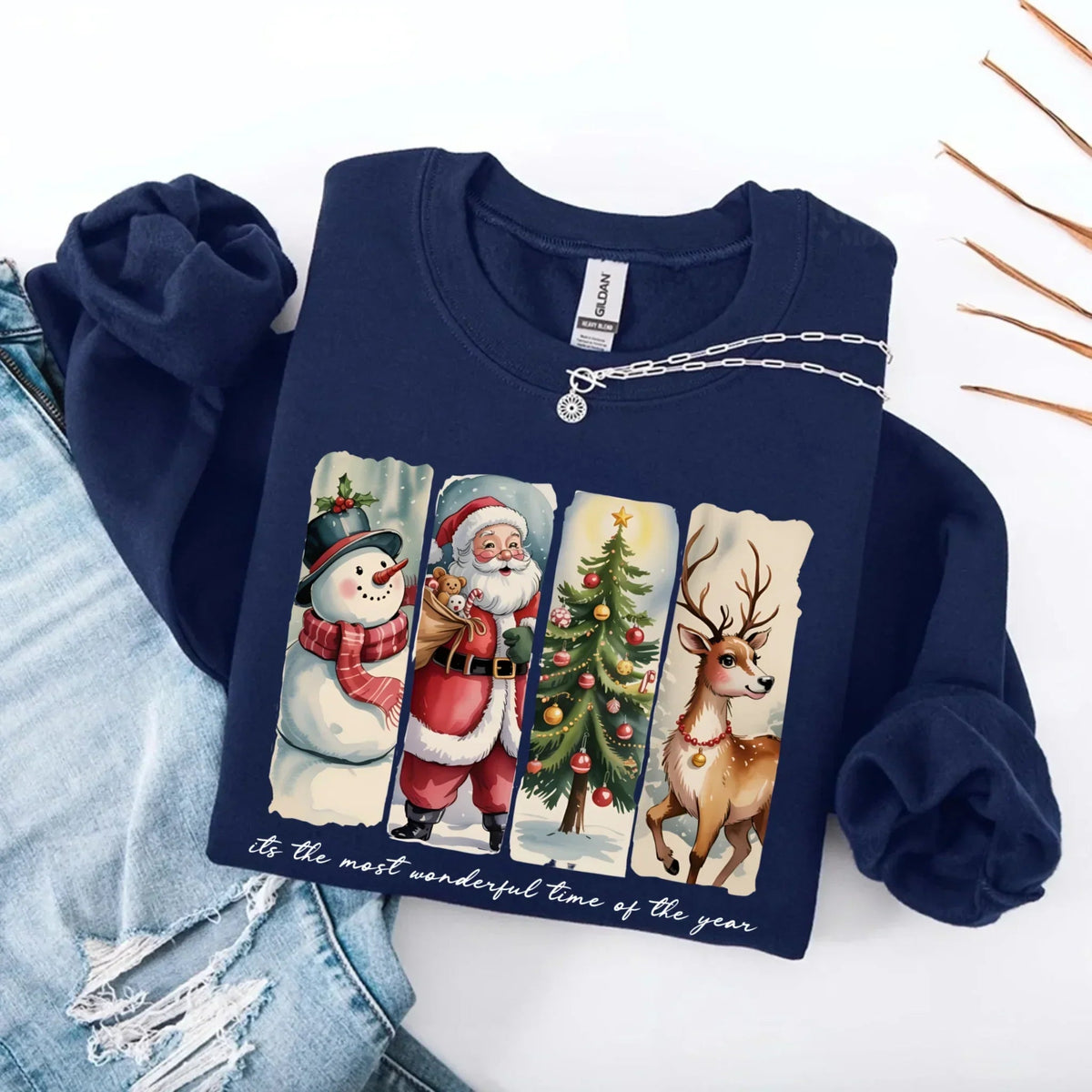 Vintage Santa Sweatshirt Wonderful Time Christmas Crewneck - Che Cose Belle