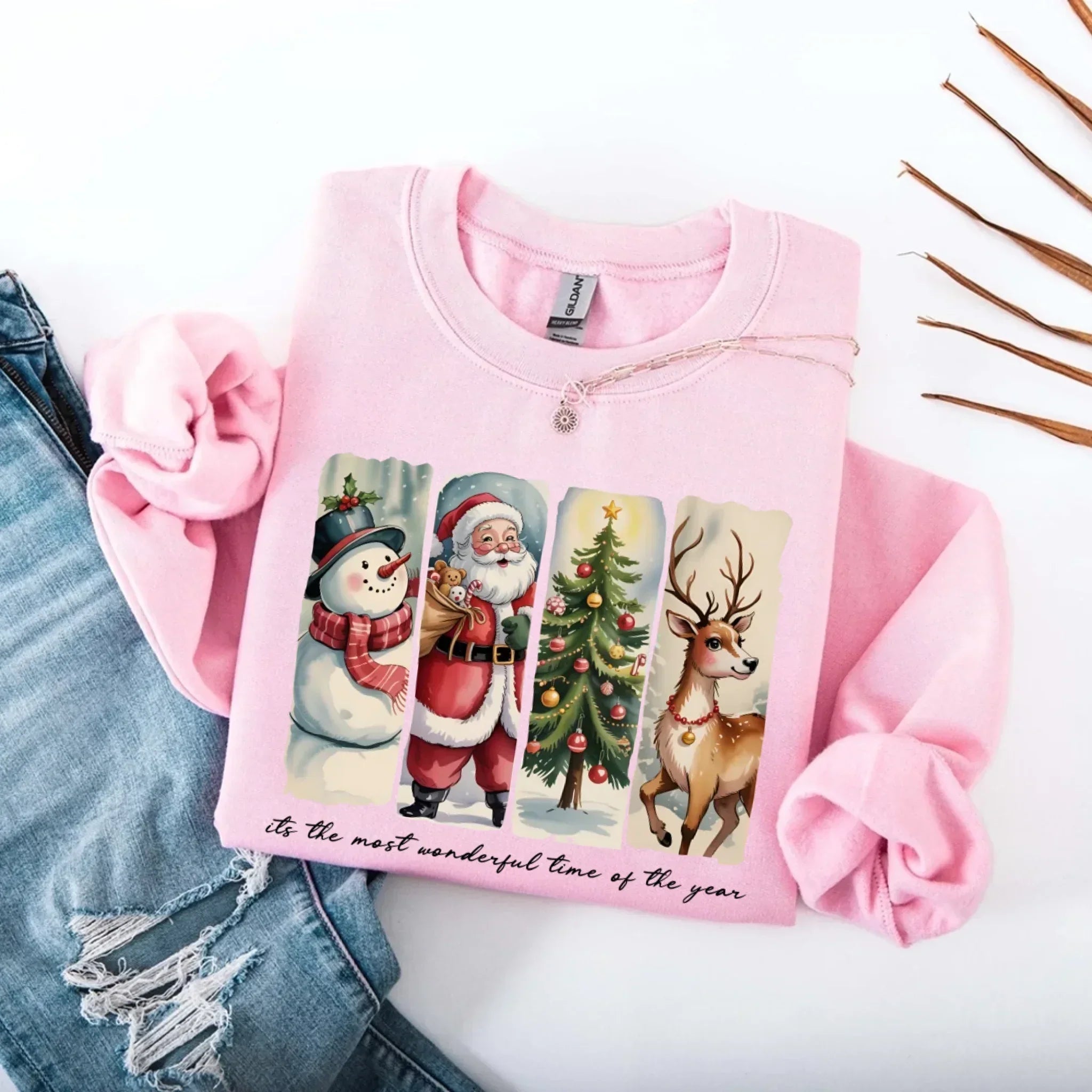 Vintage Santa Sweatshirt Wonderful Time Christmas Crewneck - Che Cose Belle