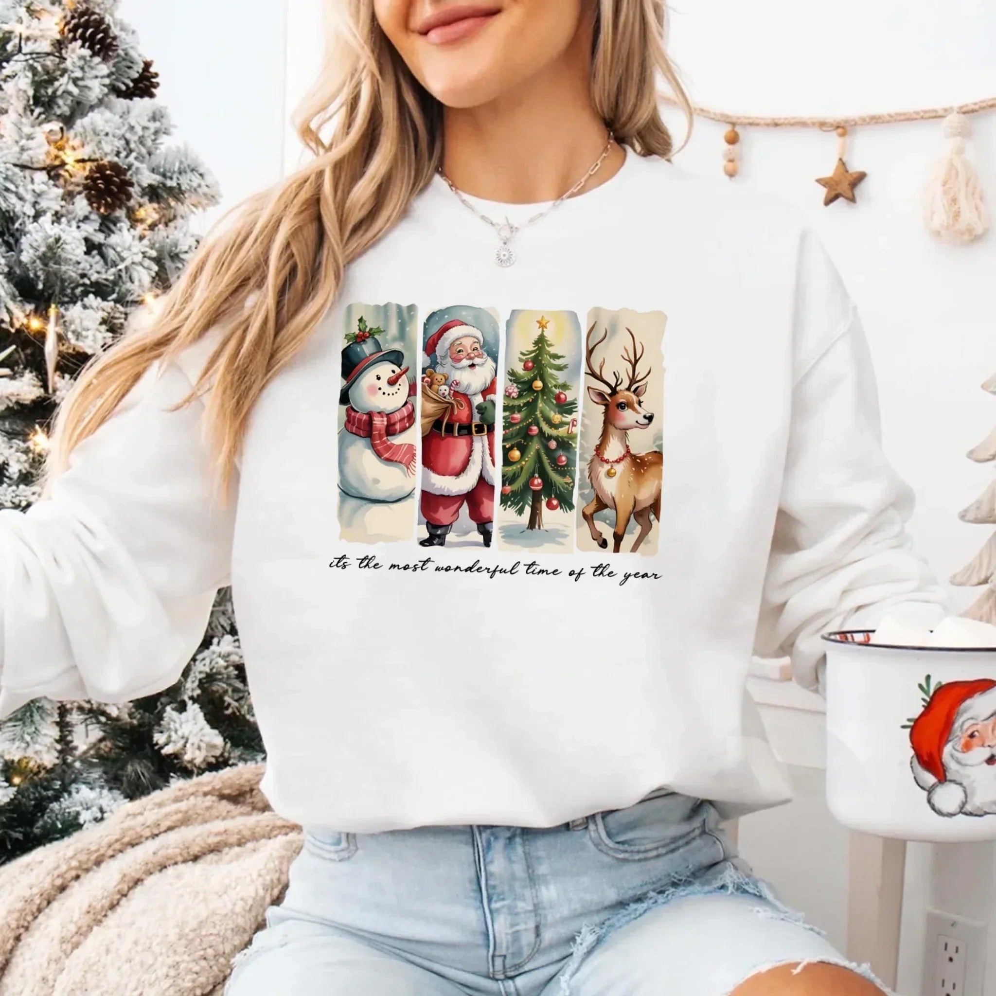 Vintage Santa Sweatshirt Wonderful Time Christmas Crewneck - Che Cose Belle