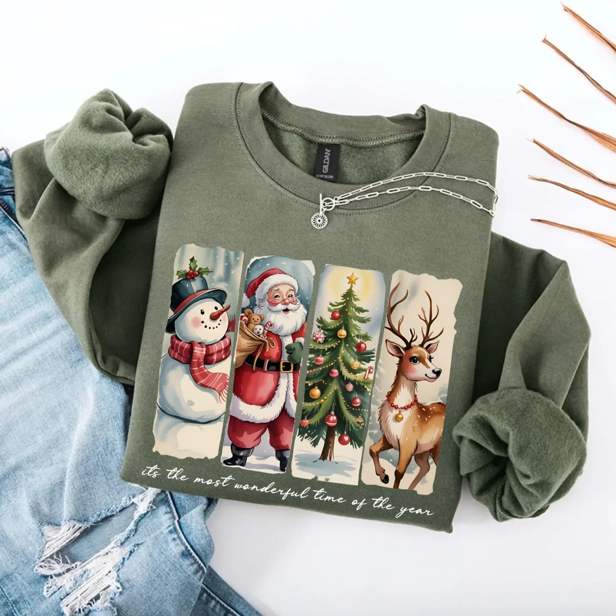 Vintage Santa Sweatshirt Wonderful Time Christmas Crewneck - Che Cose Belle