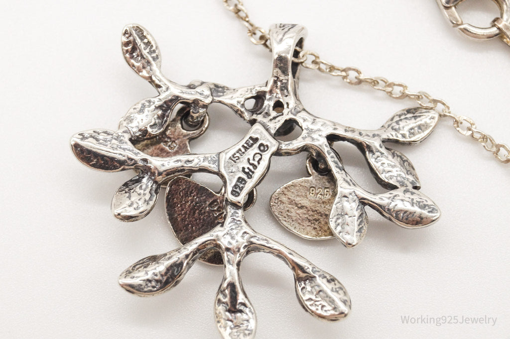 Vintage Shablool Didae Orange CZ Hope Believe Life Tree Sterling Silver Necklace - Che Cose Belle