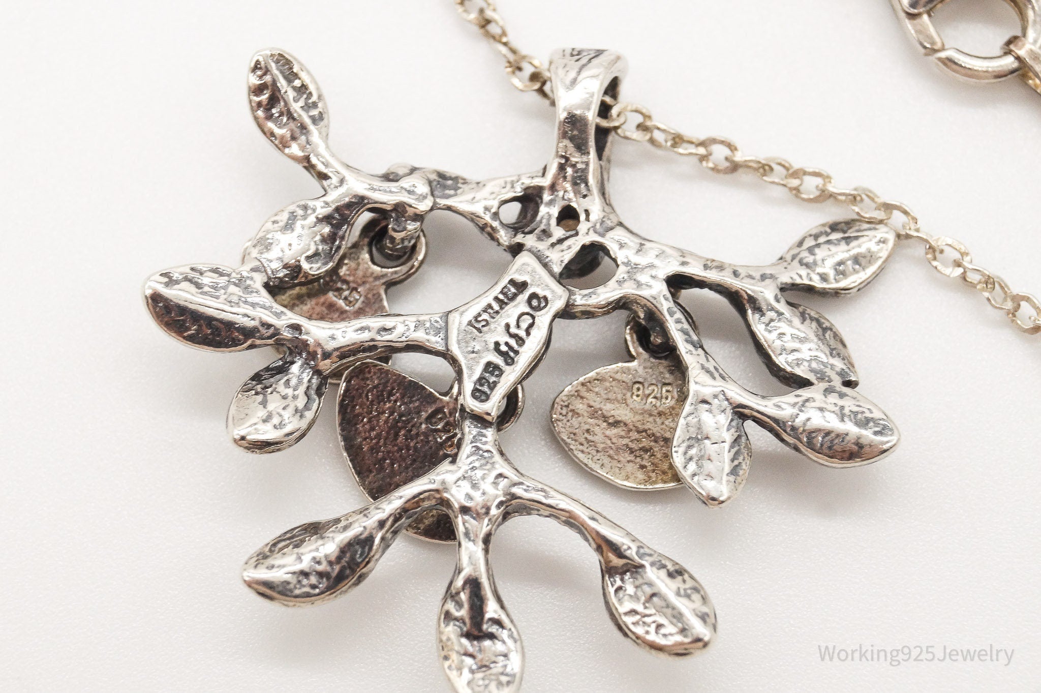 Vintage Shablool Didae Orange CZ Hope Believe Life Tree Sterling Silver Necklace - Che Cose Belle