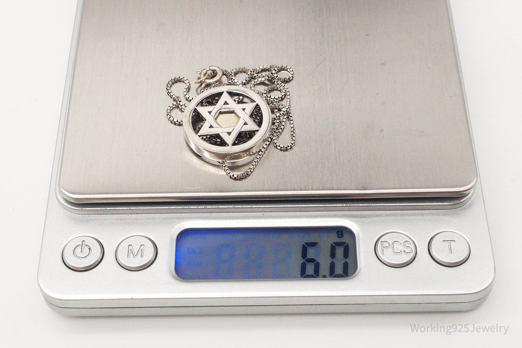 Vintage Star Of David Brass Copper Sterling Silver Necklace - Che Cose Belle