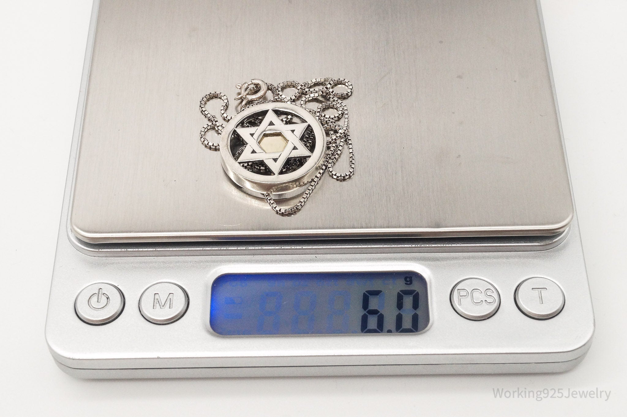 Vintage Star Of David Brass Copper Sterling Silver Necklace - Che Cose Belle