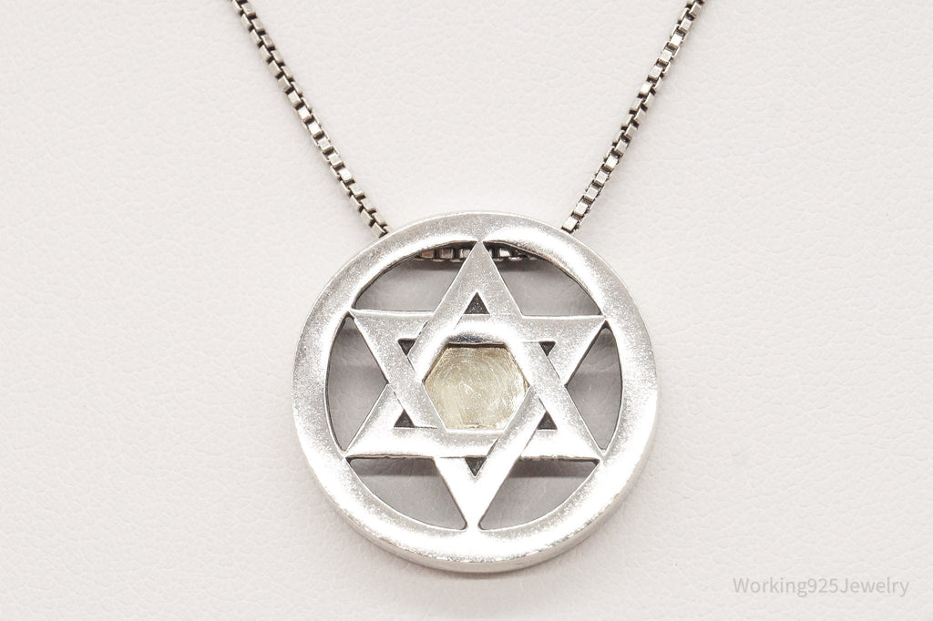Vintage Star Of David Brass Copper Sterling Silver Necklace - Che Cose Belle