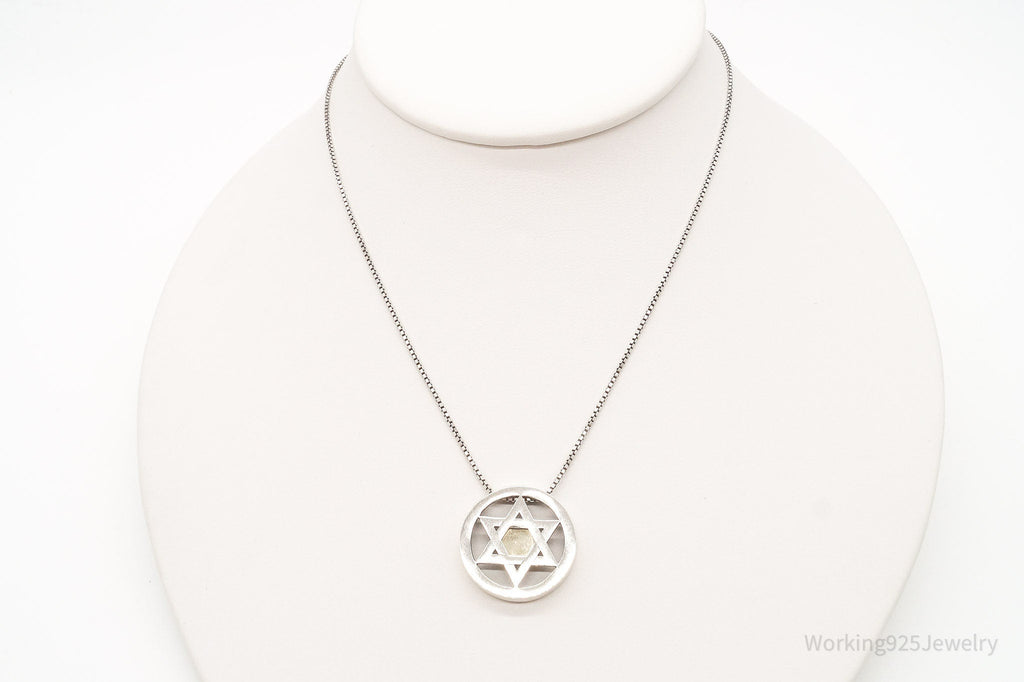 Vintage Star Of David Brass Copper Sterling Silver Necklace - Che Cose Belle
