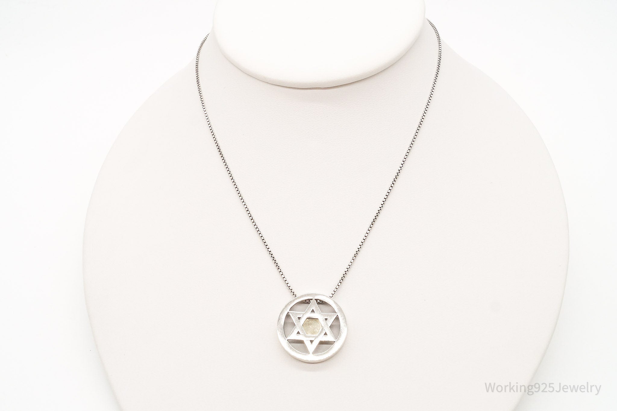 Vintage Star Of David Brass Copper Sterling Silver Necklace - Che Cose Belle