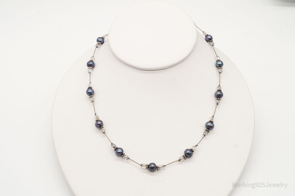 Vintage Tahitian Pearl & Glass Bead Sterling Silver String Necklace - Che Cose Belle